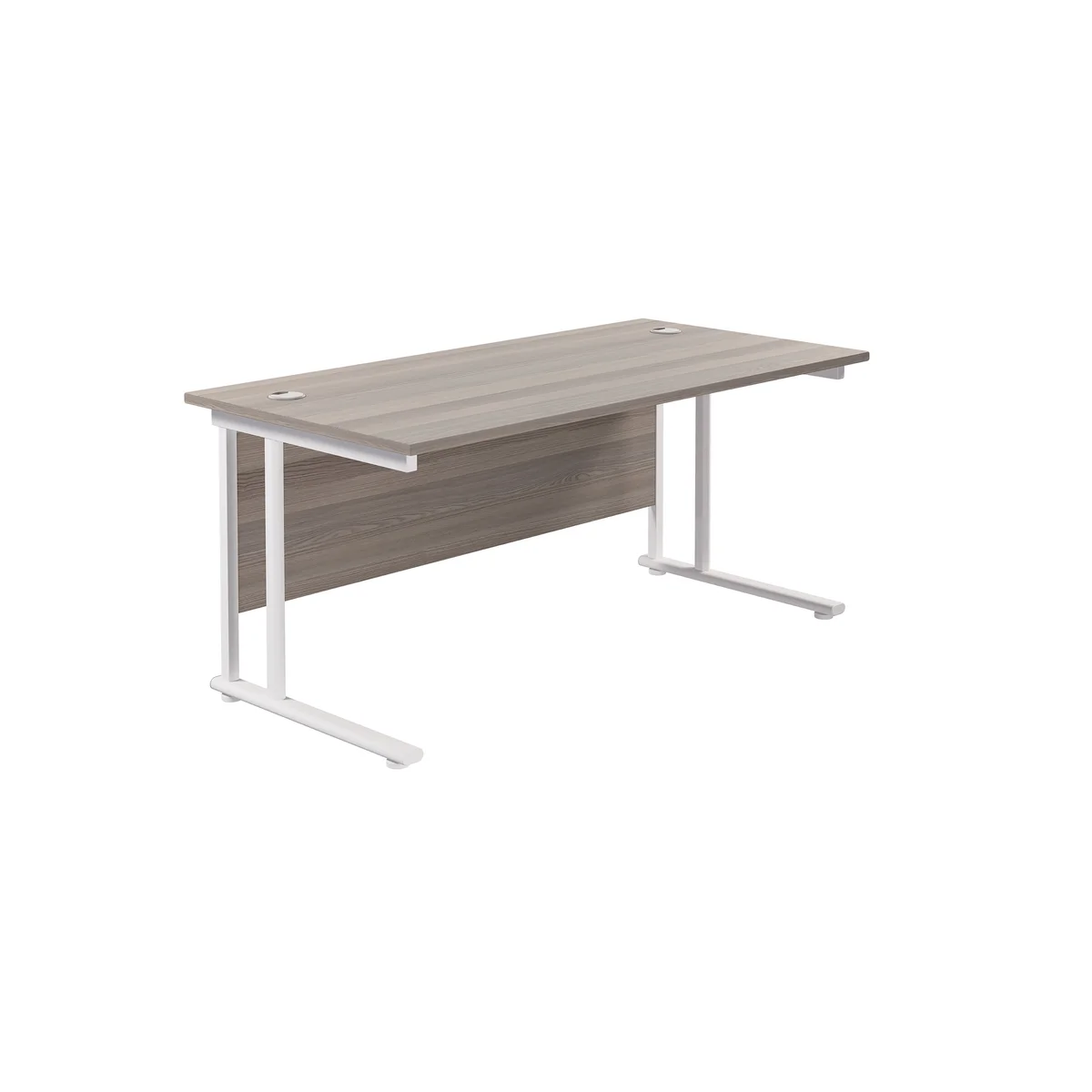 Jemini Rectangular Cantilever Desk 1800x800x730mm Grey Oak/White KF807230 - Image 1