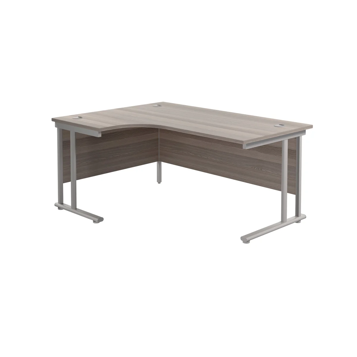 Jemini Radial Left Hand Cantilever Desk 1600x1200x730mm Grey Oak/Silver KF807537 - Image 1