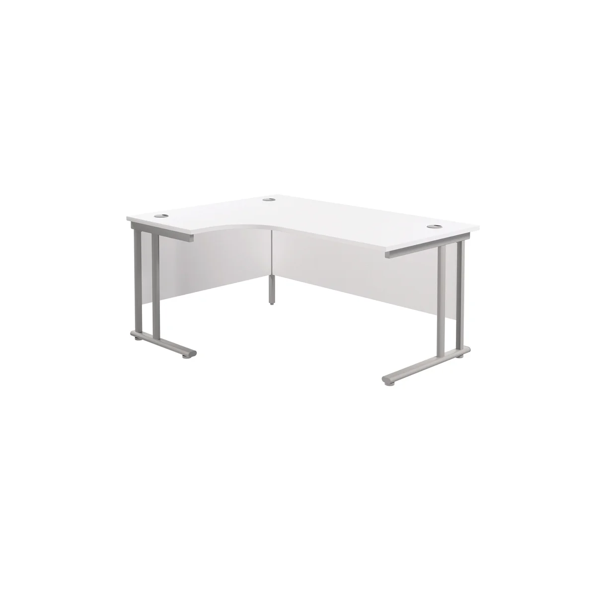 Jemini Radial Left Hand Cantilever Desk 1600x1200x730mm White/Silver KF807551 - Image 1