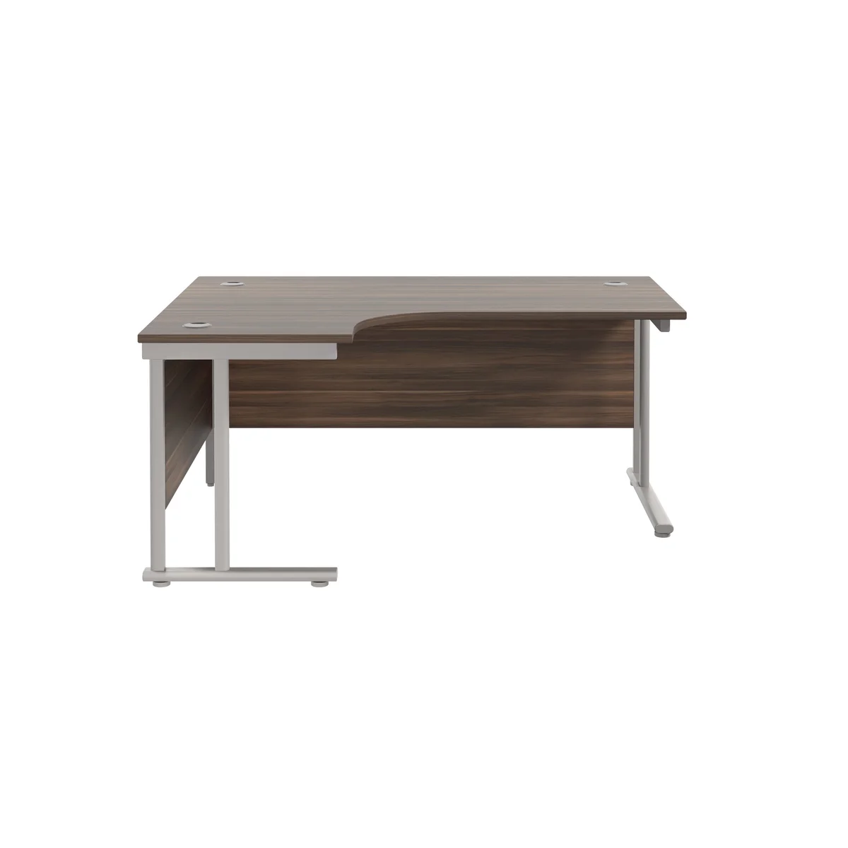 Jemini Radial Left Hand Cantilever Desk 1600x1200x730mm Dark Walnut/Silver KF807575 - Image 2