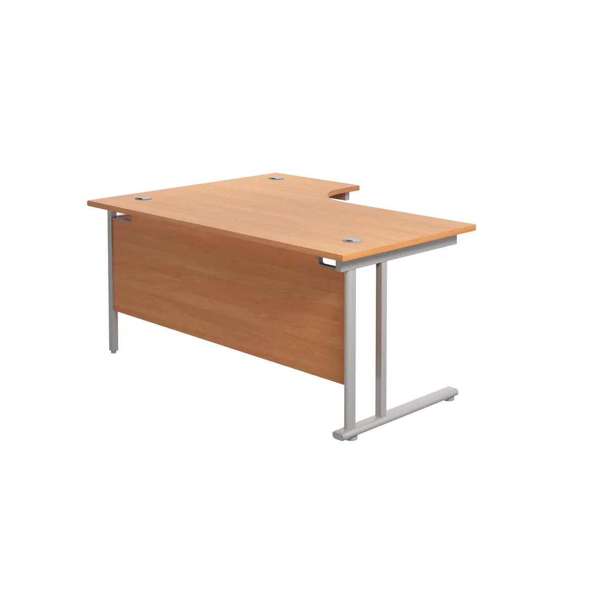 Jemini Radial Right Hand Cantilever Desk 1600x1200x730mm Beech/Silver KF807582 - Image 3