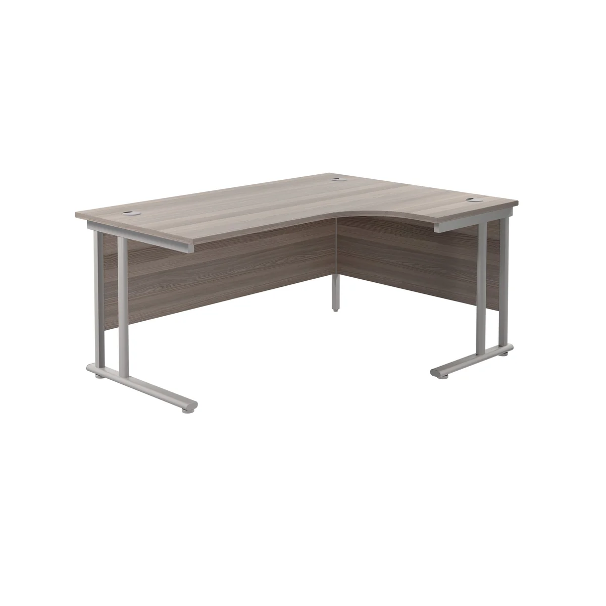 Jemini Radial Right Hand Cantilever Desk 1600x1200x730mm Grey Oak/Silver KF807599 - Image 1