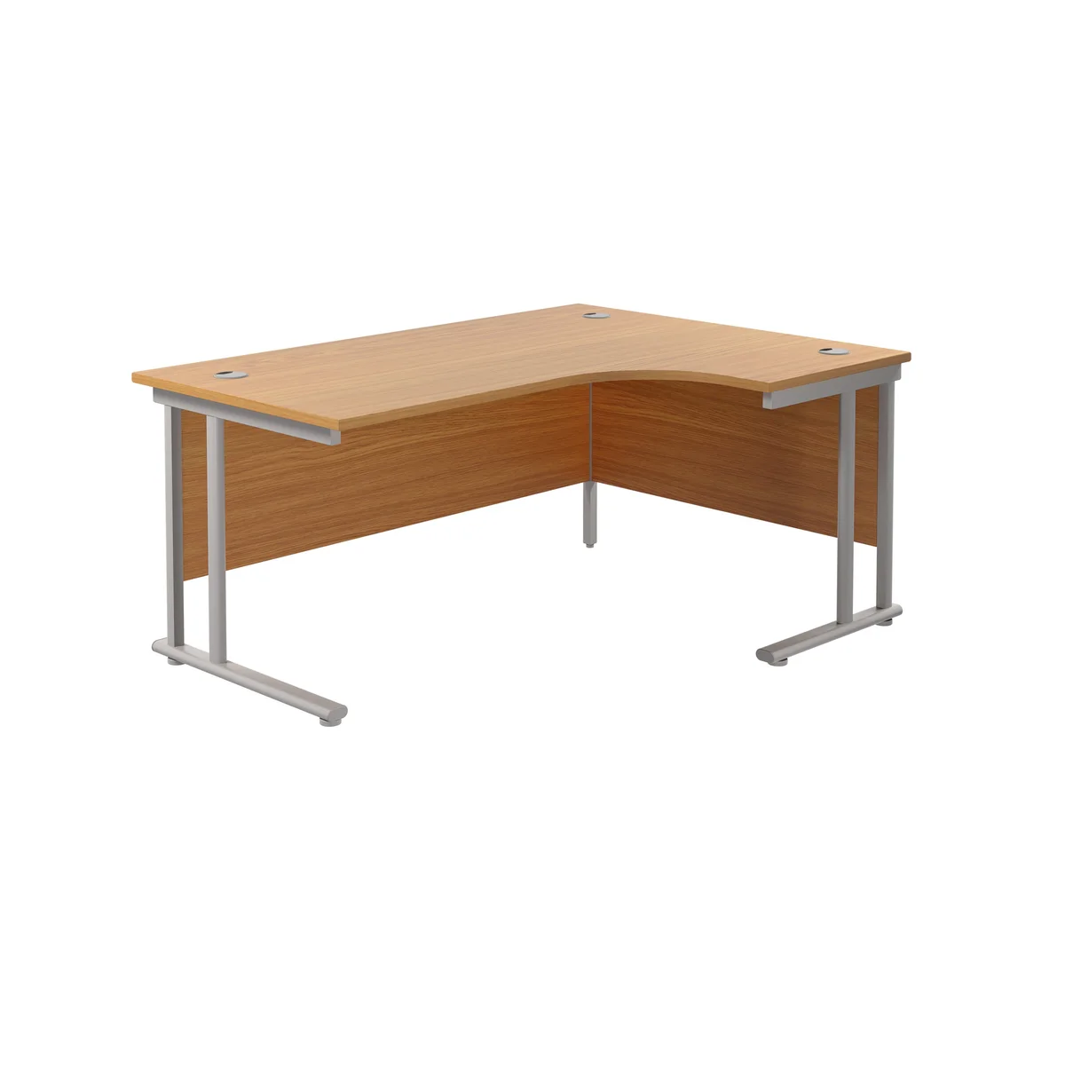 Jemini Radial Right Hand Cantilever Desk 1600x1200x730mm Nova Oak/Silver KF807605 - Image 1