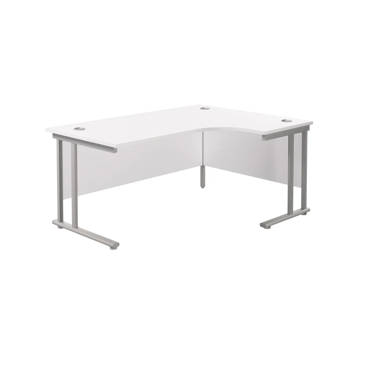 Jemini Radial Right Hand Cantilever Desk 1600x1200x730mm White/Silver KF807612 - Image 1