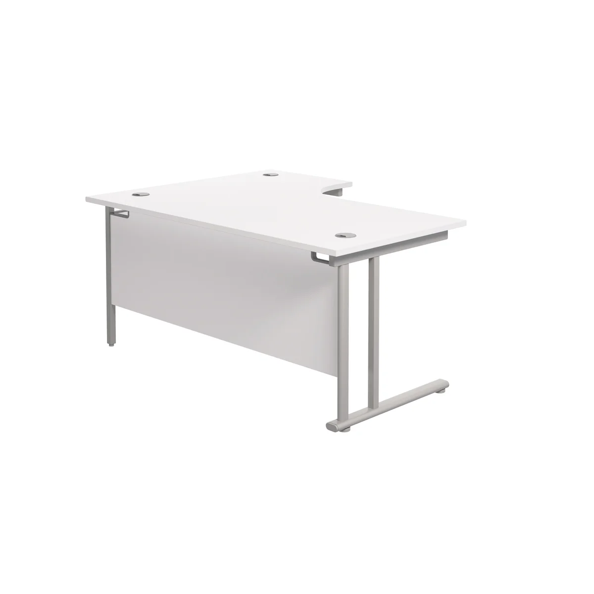 Jemini Radial Right Hand Cantilever Desk 1600x1200x730mm White/Silver KF807612 - Image 3
