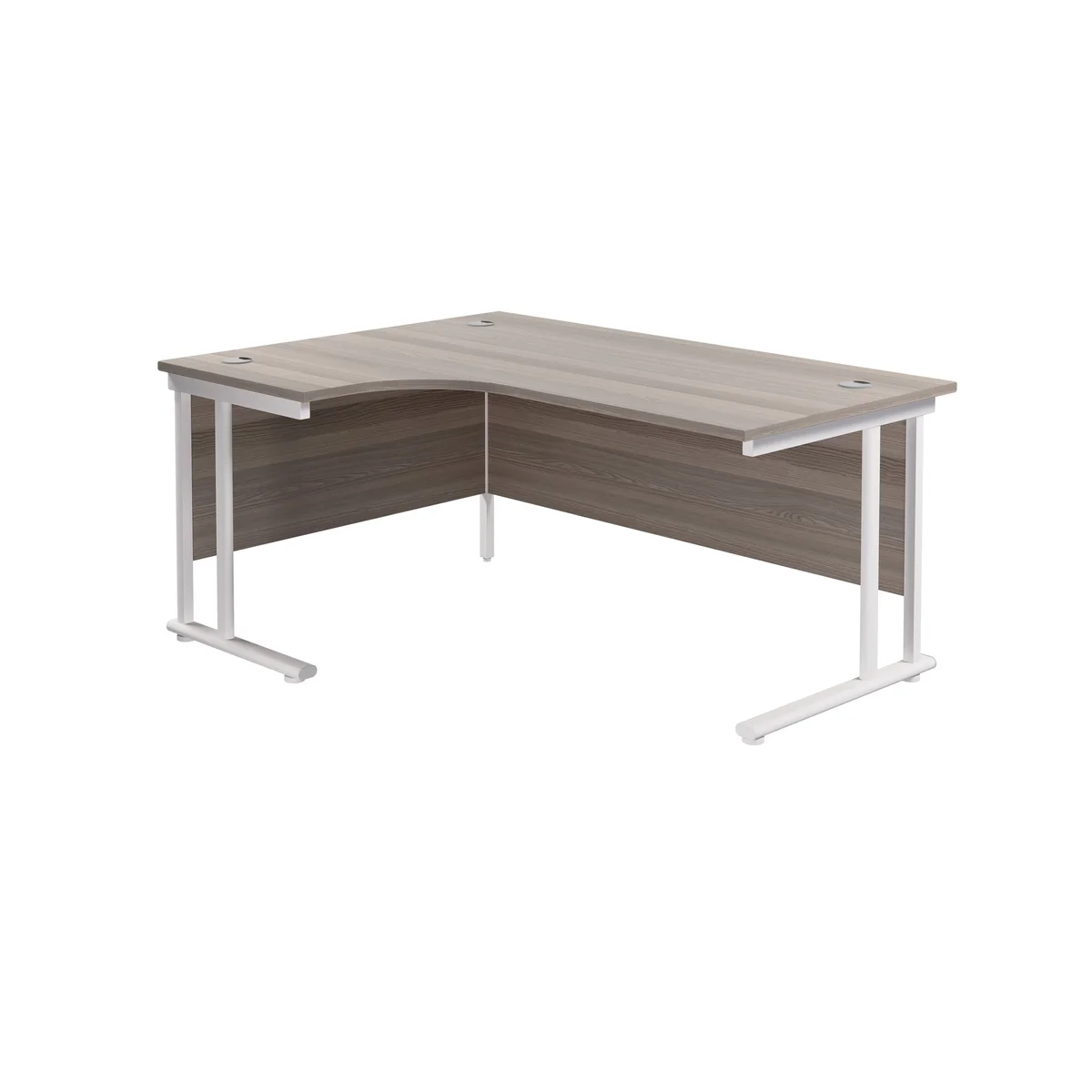 Jemini Radial Left Hand Cantilever Desk 1600x1200x730mm Grey Oak/White KF807650 - Image 1