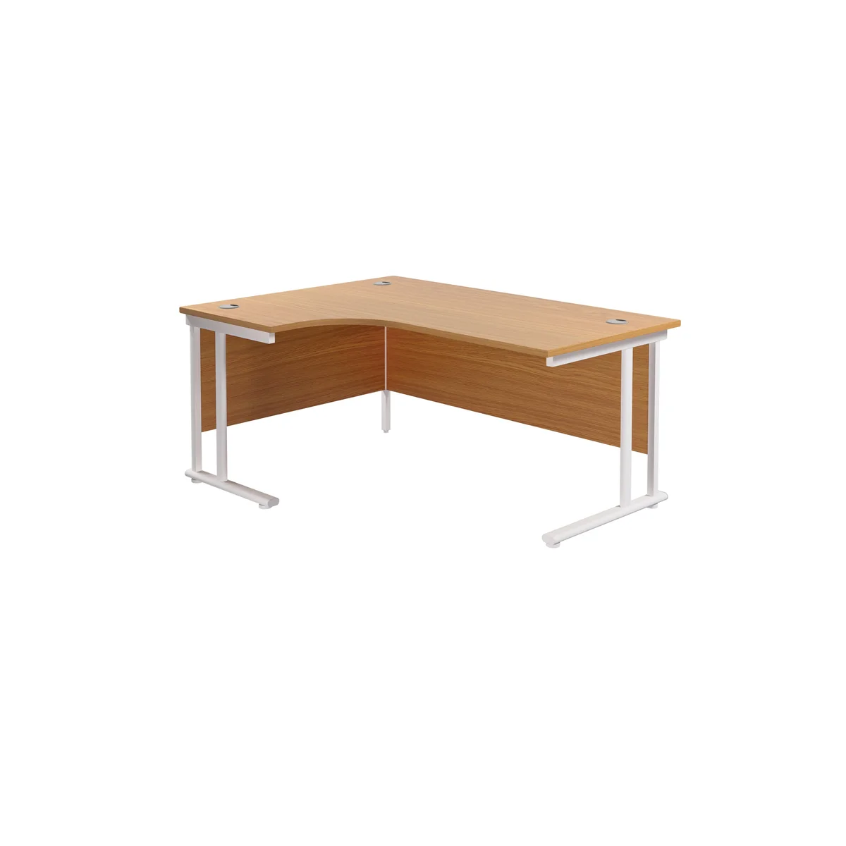 Jemini Radial Left Hand Cantilever Desk 1600x1200x730mm Nova Oak/White KF807667 - Image 1