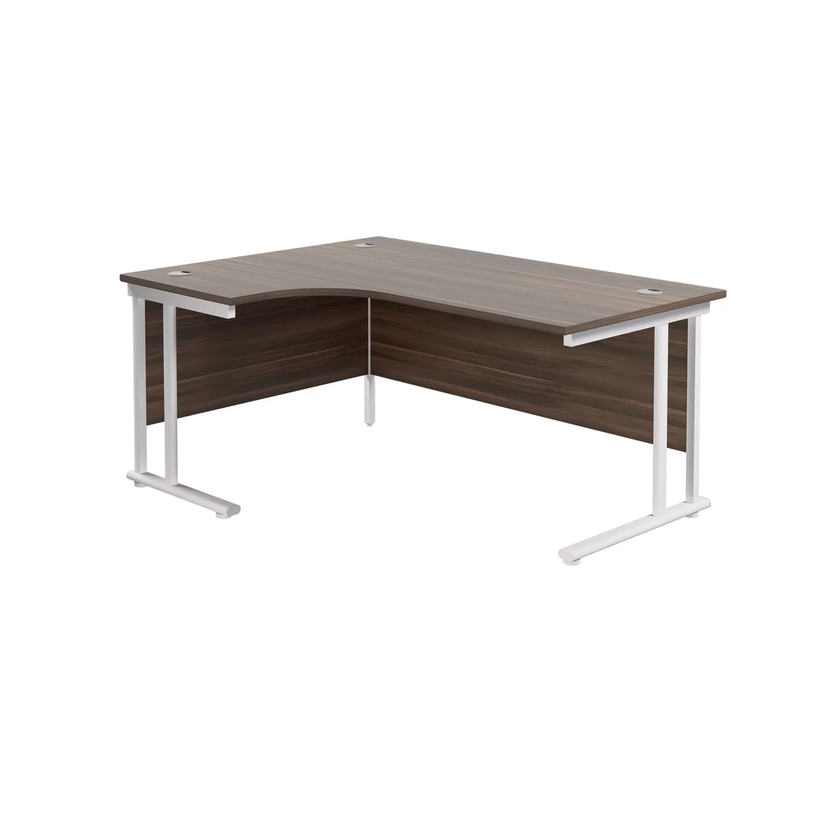 Jemini Radial Left Hand Cantilever Desk 1600x1200x730mm Dark Walnut/White KF807698 - Image 1