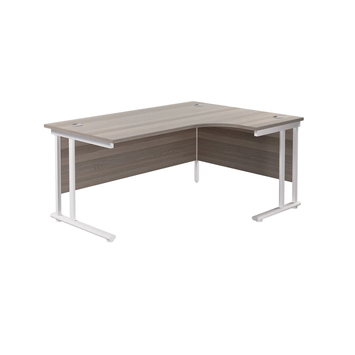 Jemini Radial Right Hand Cantilever Desk 1600x1200x730mm Grey Oak/White KF807711 - Image 1