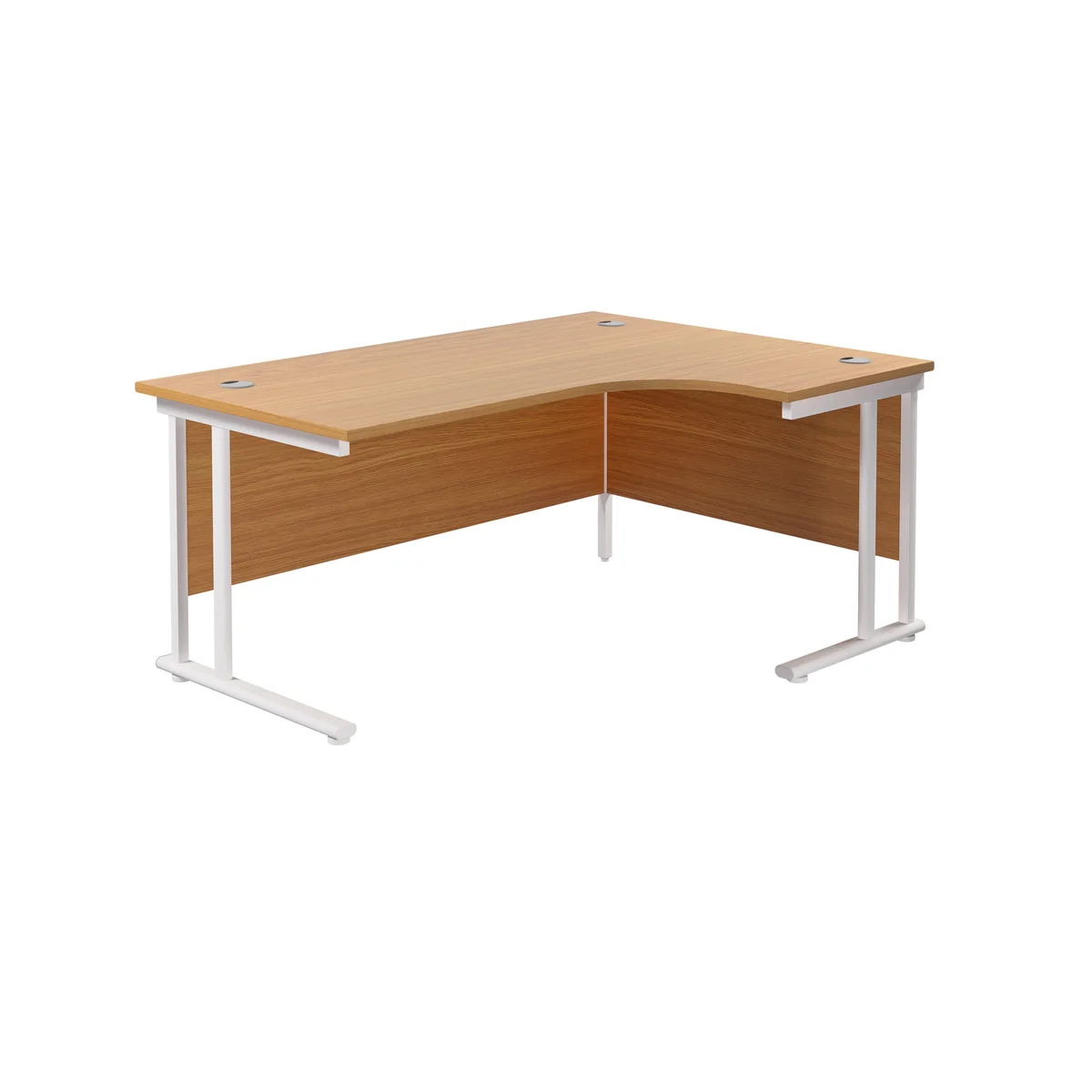 Jemini Radial Right Hand Cantilever Desk 1600x1200x730mm Nova Oak/White KF807728 - Image 1