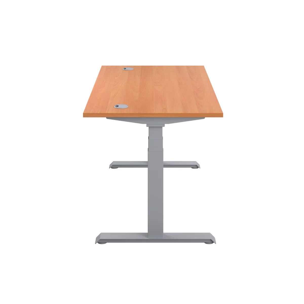 Jemini Sit/Stand Height Adjustable Desk with Cable Ports 1200x800x630-1290mm Beech/Silver KF809685 - Image 2