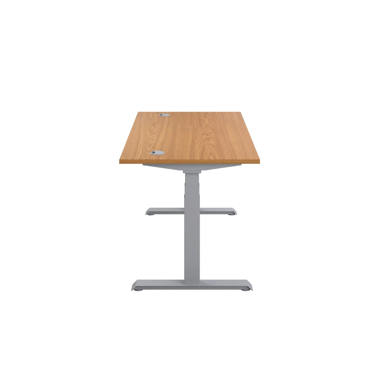 Jemini Sit/Stand Height Adjustable Desk with Cable Ports 1200x800x630-1290mm Nova Oak/Slv KF809722 - Image 2