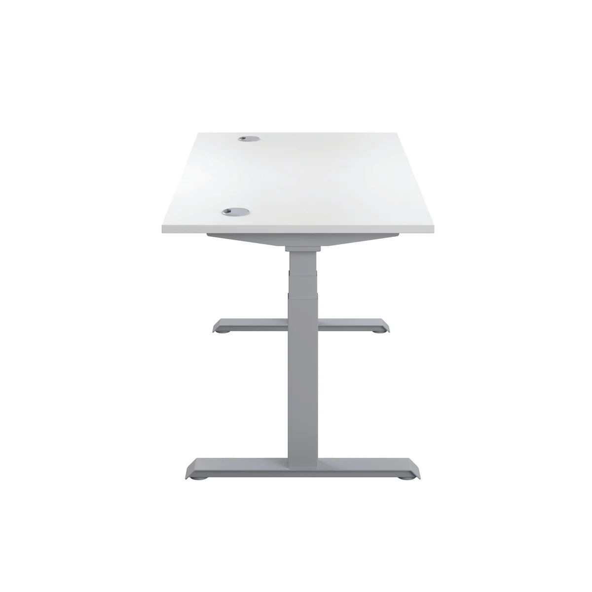 Jemini Sit/Stand Height Adjustable Desk with Cable Ports 1200x800x630-1290mm White/Silver KF809739 - Image 2