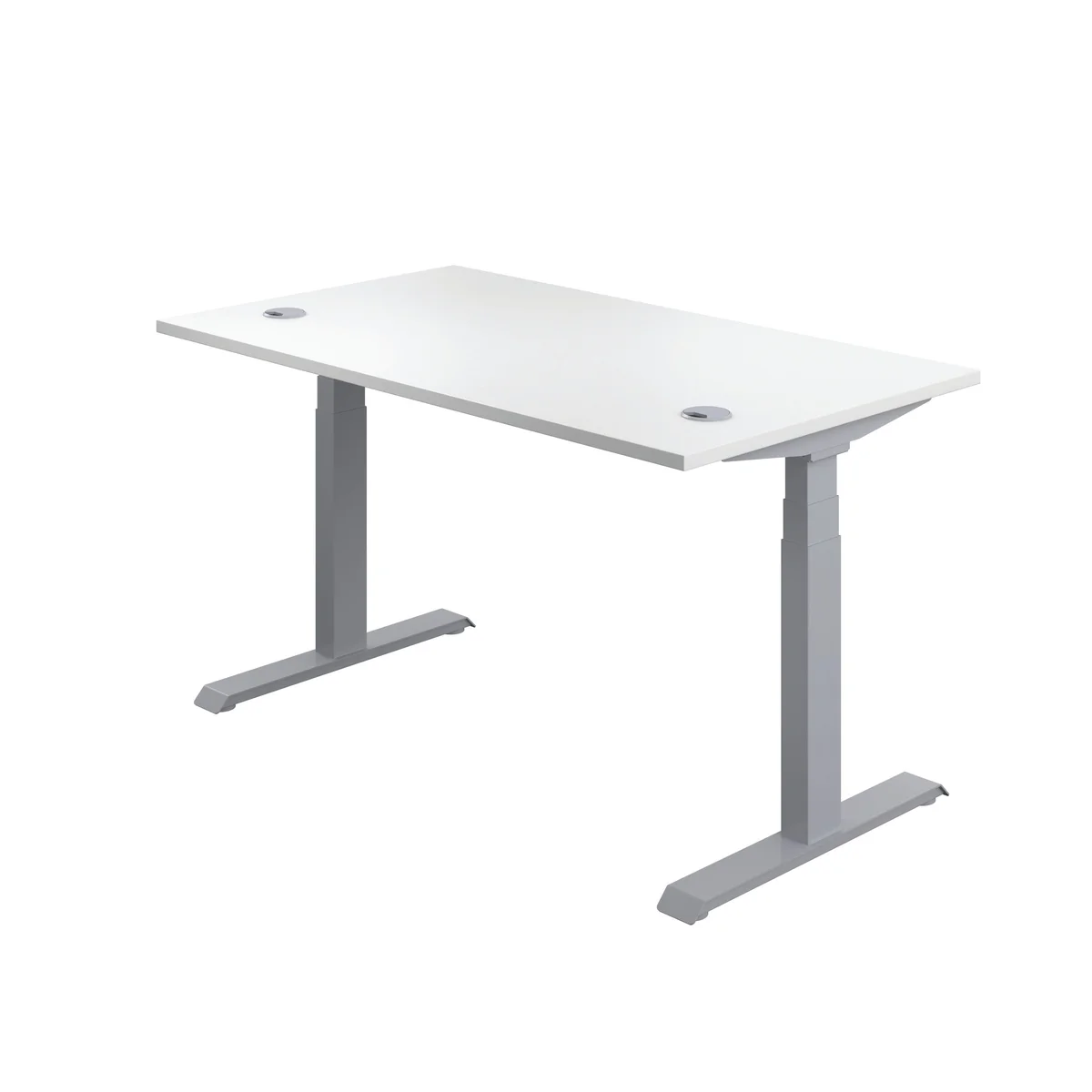Jemini Sit/Stand Height Adjustable Desk with Cable Ports 1200x800x630-1290mm White/Silver KF809739 - Image 3