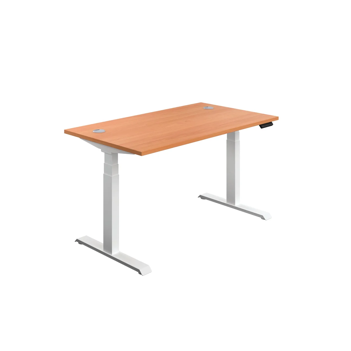 Jemini Sit/Stand Height Adjustable Desk with Cable Ports 1200x800x630-1290mm Beech/White KF809746 - Image 1