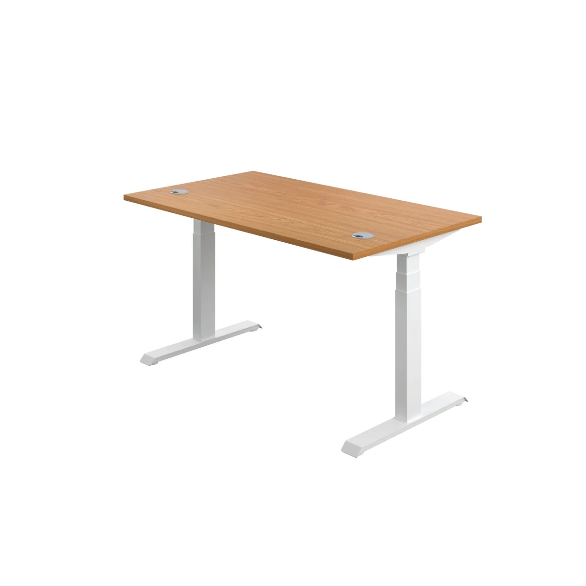 Jemini Sit/Stand Height Adjustable Desk with Cable Ports 1200x800x630-1290mm Nova Oak/White KF809784 - Image 3