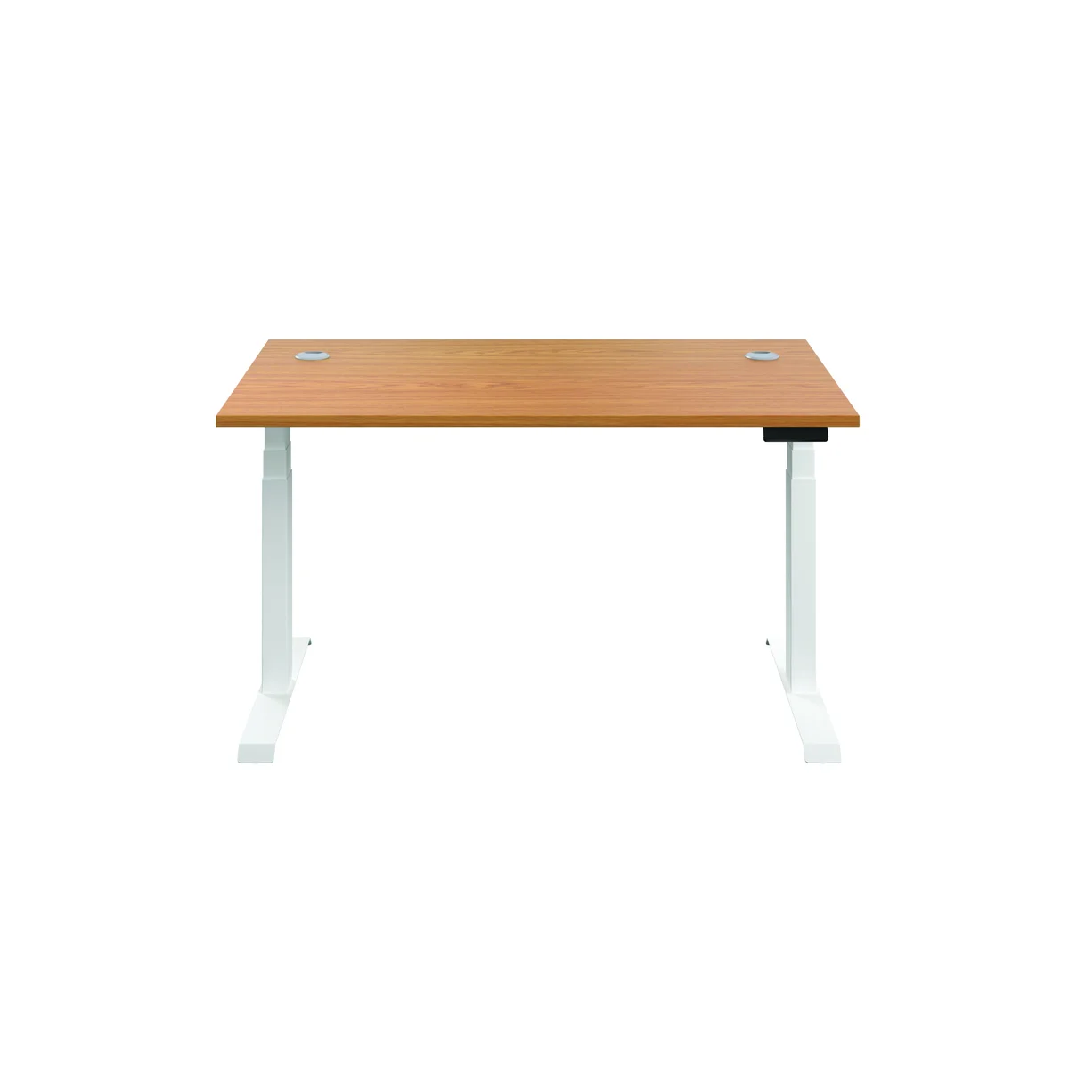 Jemini Sit/Stand Height Adjustable Desk with Cable Ports 1200x800x630-1290mm Nova Oak/White KF809784 - Image 4