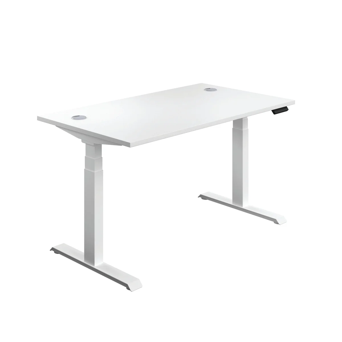 Jemini Sit/Stand Height Adjustable Desk with Cable Ports 1200x800x630-1290mm White/White KF809791 - Image 1