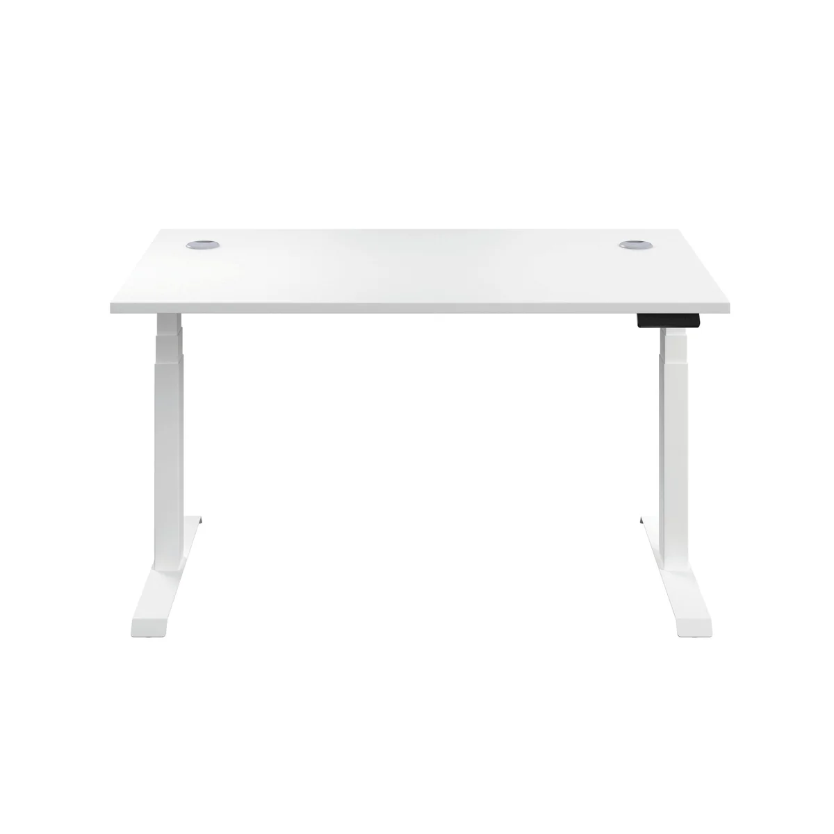 Jemini Sit/Stand Height Adjustable Desk with Cable Ports 1200x800x630-1290mm White/White KF809791 - Image 2