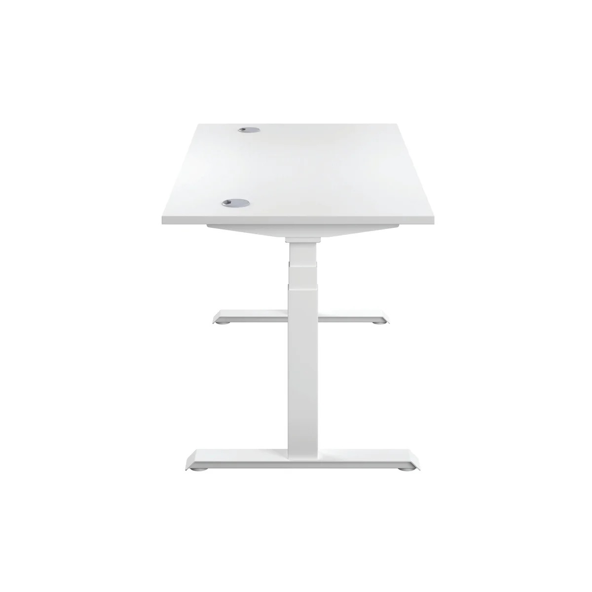 Jemini Sit/Stand Height Adjustable Desk with Cable Ports 1200x800x630-1290mm White/White KF809791 - Image 3