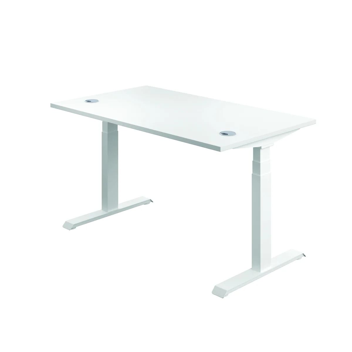 Jemini Sit/Stand Height Adjustable Desk with Cable Ports 1200x800x630-1290mm White/White KF809791 - Image 4