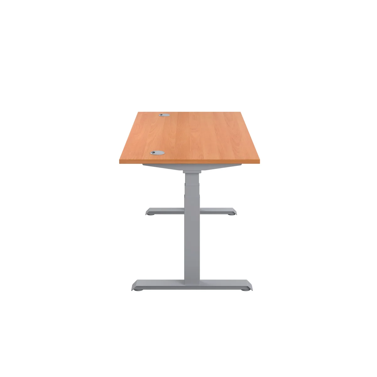 Jemini Sit/Stand Height Adjustable Desk with Cable Ports 1400x800x630-1290mm Beech/Silver KF809807 - Image 2