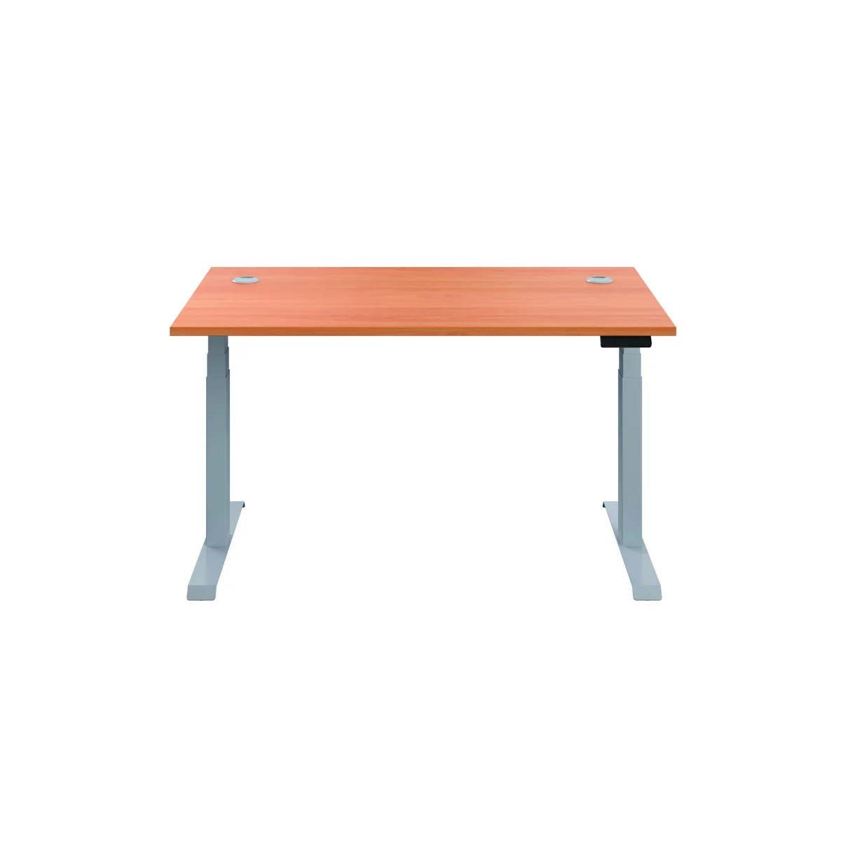 Jemini Sit/Stand Height Adjustable Desk with Cable Ports 1400x800x630-1290mm Beech/Silver KF809807 - Image 4