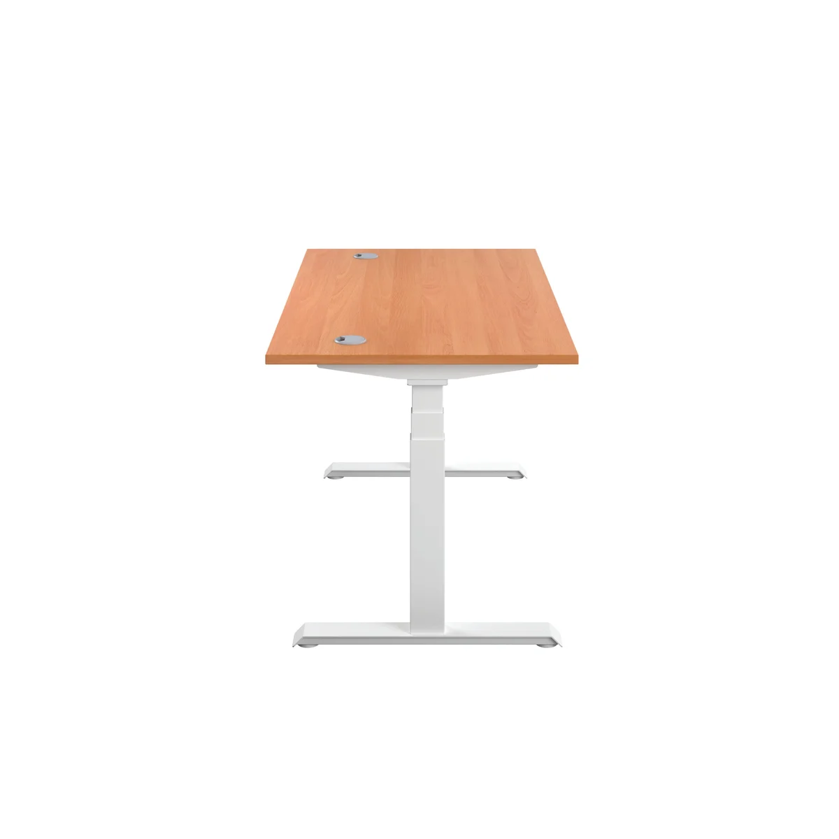 Jemini Sit/Stand Height Adjustable Desk with Cable Ports 1400x800x630-1290mm Beech/White KF809869 - Image 2