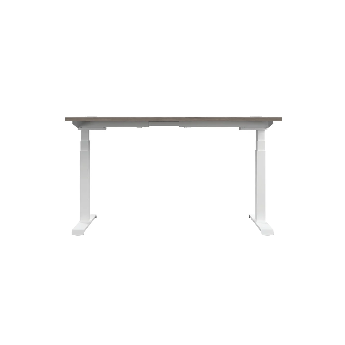 Jemini Sit/Stand Height Adjustable Desk with Cable Ports 1400x800x630-1290mm Grey Oak/White KF809883 - Image 2