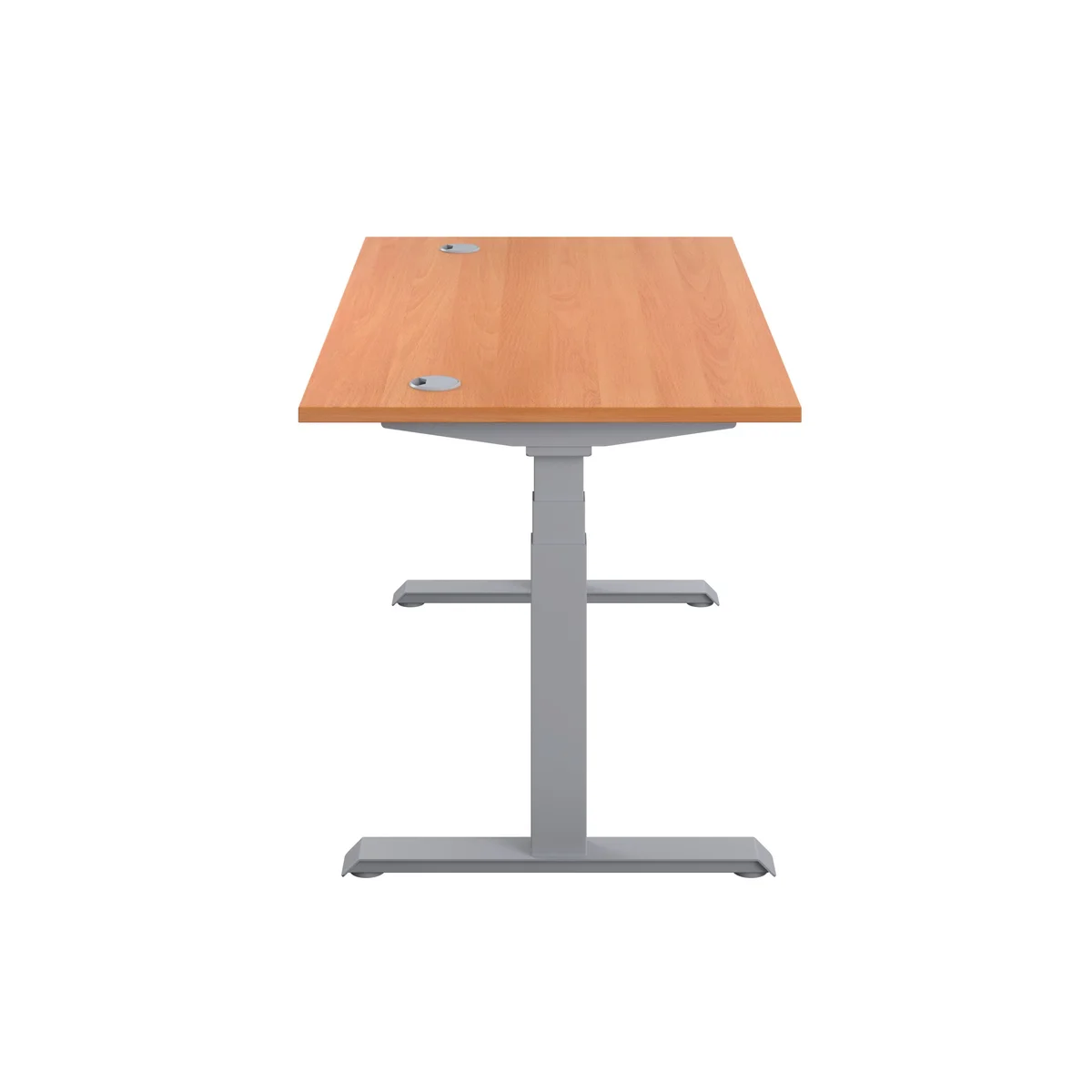 Jemini Sit/Stand Height Adjustable Desk with Cable Ports 1600x800x630-1290mm Beech/Silver KF809920 - Image 2