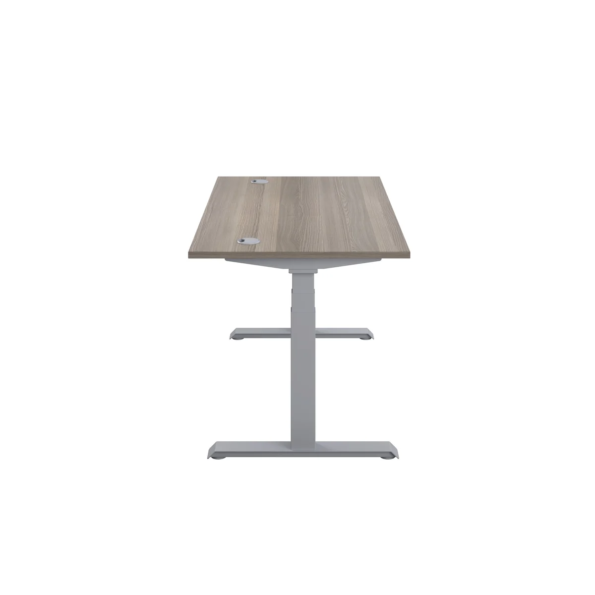 Jemini Sit/Stand Height Adjustable Desk with Cable Ports 1600x800x630-1290mm Grey Oak/Slv KF809944 - Image 2