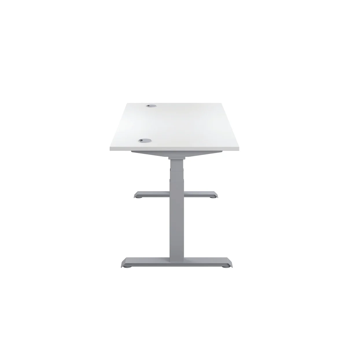 Jemini Sit/Stand Height Adjustable Desk with Cable Ports 1600x800x630-1290mm White/Silver KF809975 - Image 2