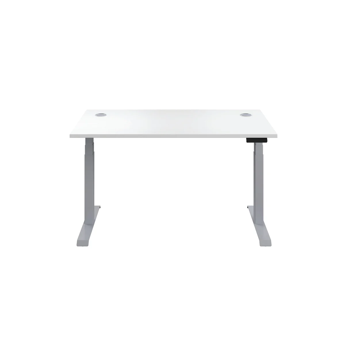 Jemini Sit/Stand Height Adjustable Desk with Cable Ports 1600x800x630-1290mm White/Silver KF809975 - Image 3