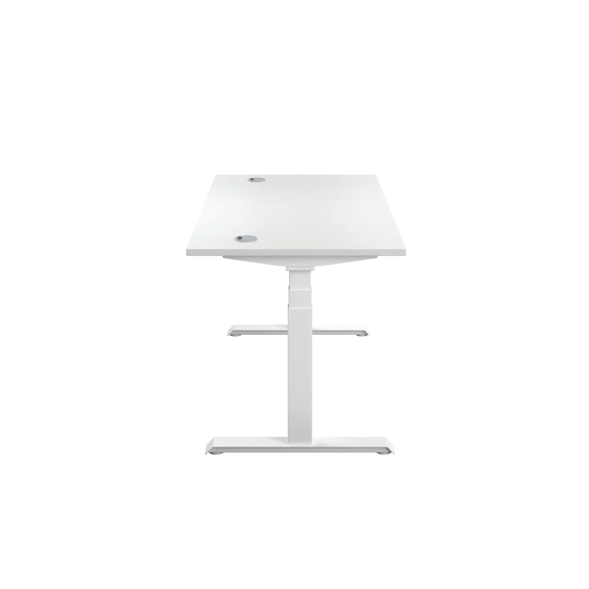 Jemini Sit/Stand Height Adjustable Desk with Cable Ports 1600x800x630-1290mm White/White KF810032 - Image 2