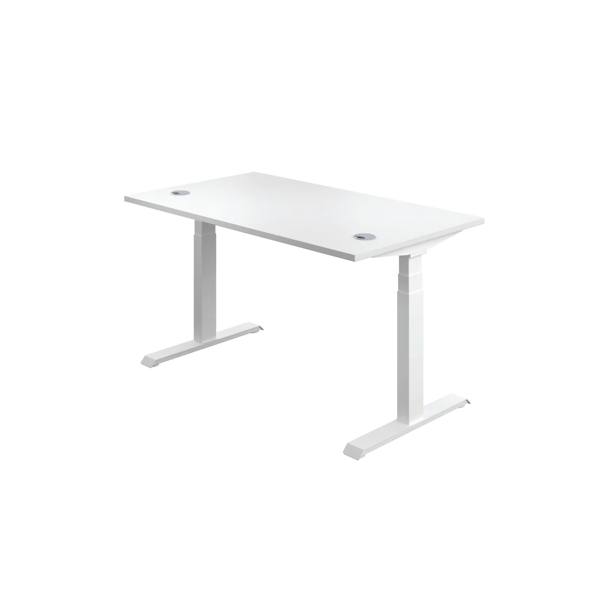 Jemini Sit/Stand Height Adjustable Desk with Cable Ports 1600x800x630-1290mm White/White KF810032 - Image 3