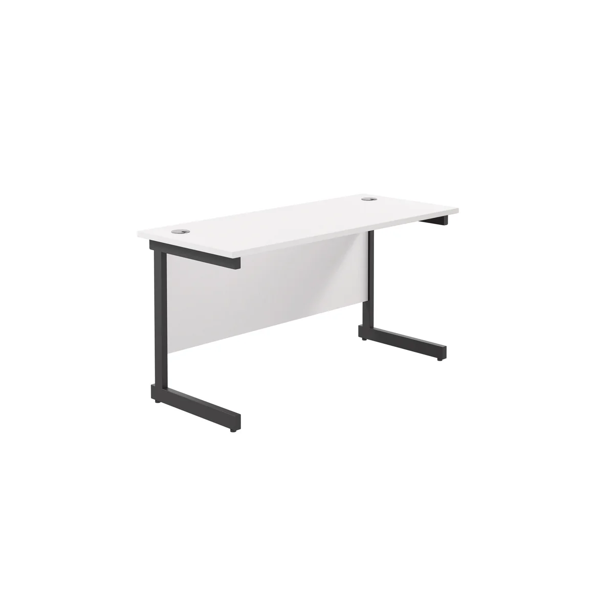 Jemini Rectangular Single Upright Cantilever Desk 1400x600x730mm White/Black KF810681 - Image 1