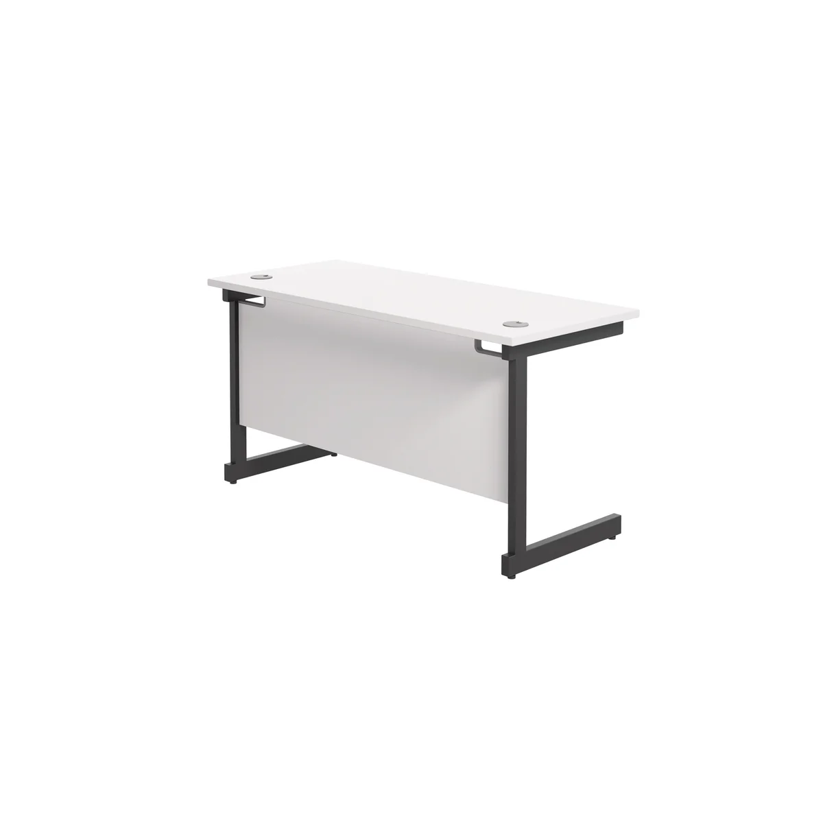 Jemini Rectangular Single Upright Cantilever Desk 1400x600x730mm White/Black KF810681 - Image 3