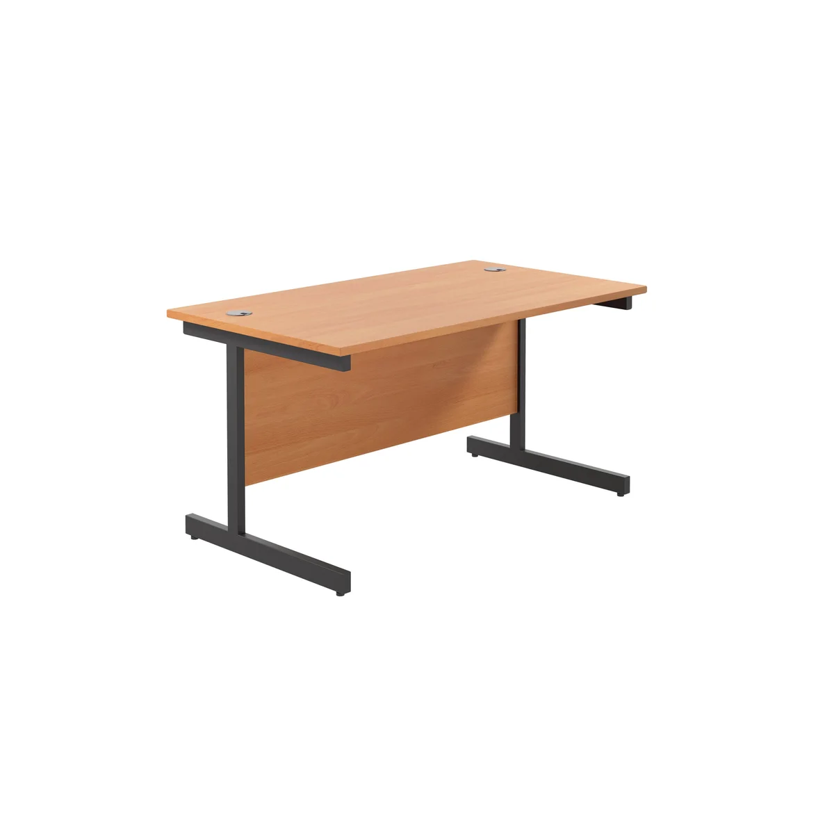 Jemini Rectangular Single Upright Cantilever Desk 1400x800x730mm Beech/Black KF810698 - Image 1