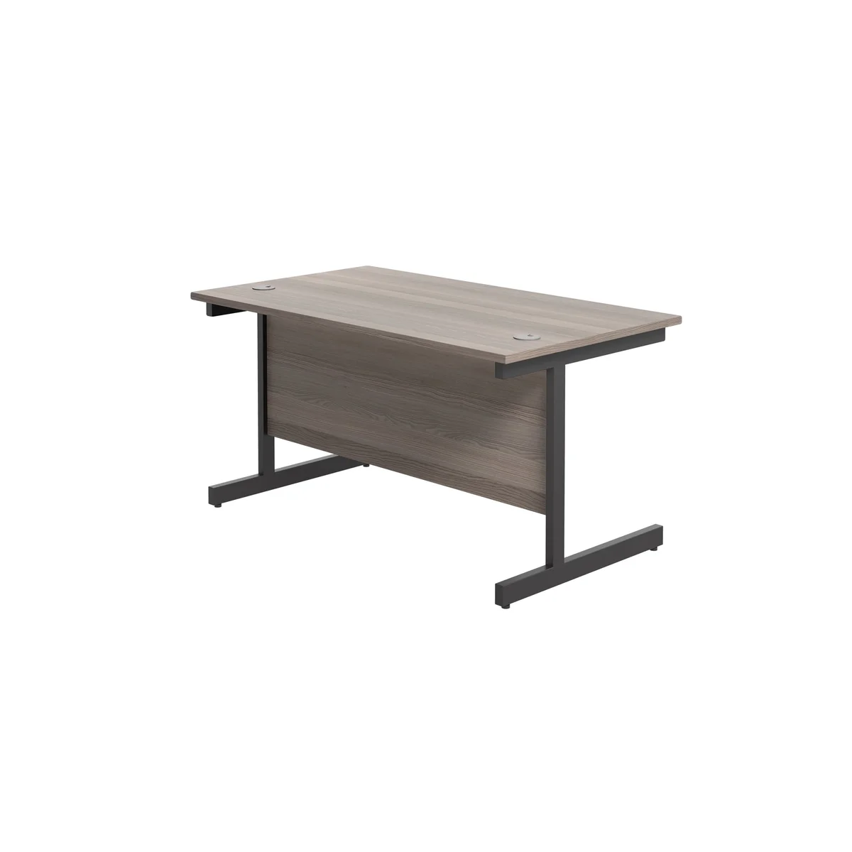 Jemini Rectangular Single Upright Cantilever Desk 1400x800x730mm Grey Oak/Black KF810759 - Image 3