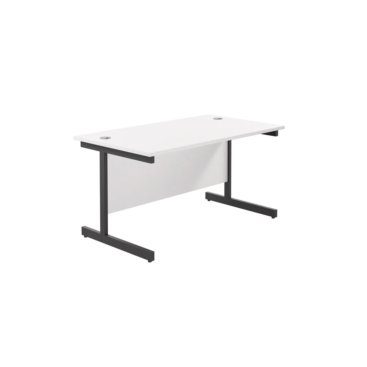 Jemini Rectangular Single Upright Cantilever Desk 1400x800x730mm White/Black KF810780 - Image 1