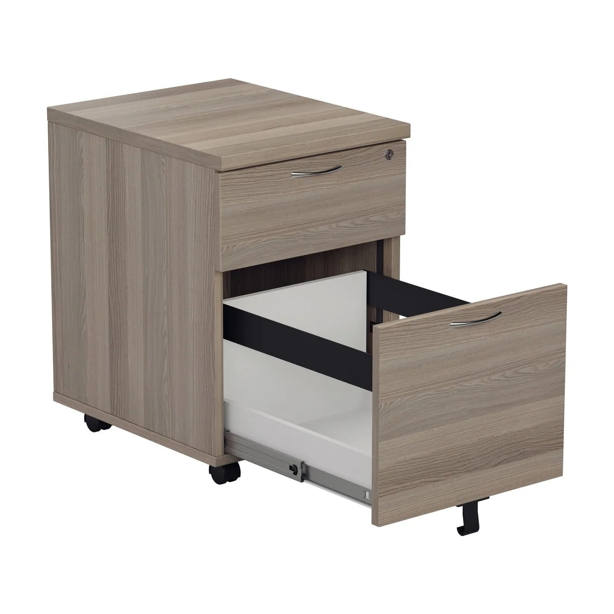 Jemini 2 Drawer Mobile Pedestal 404x500x595mm Grey Oak KF81079 - Image 2