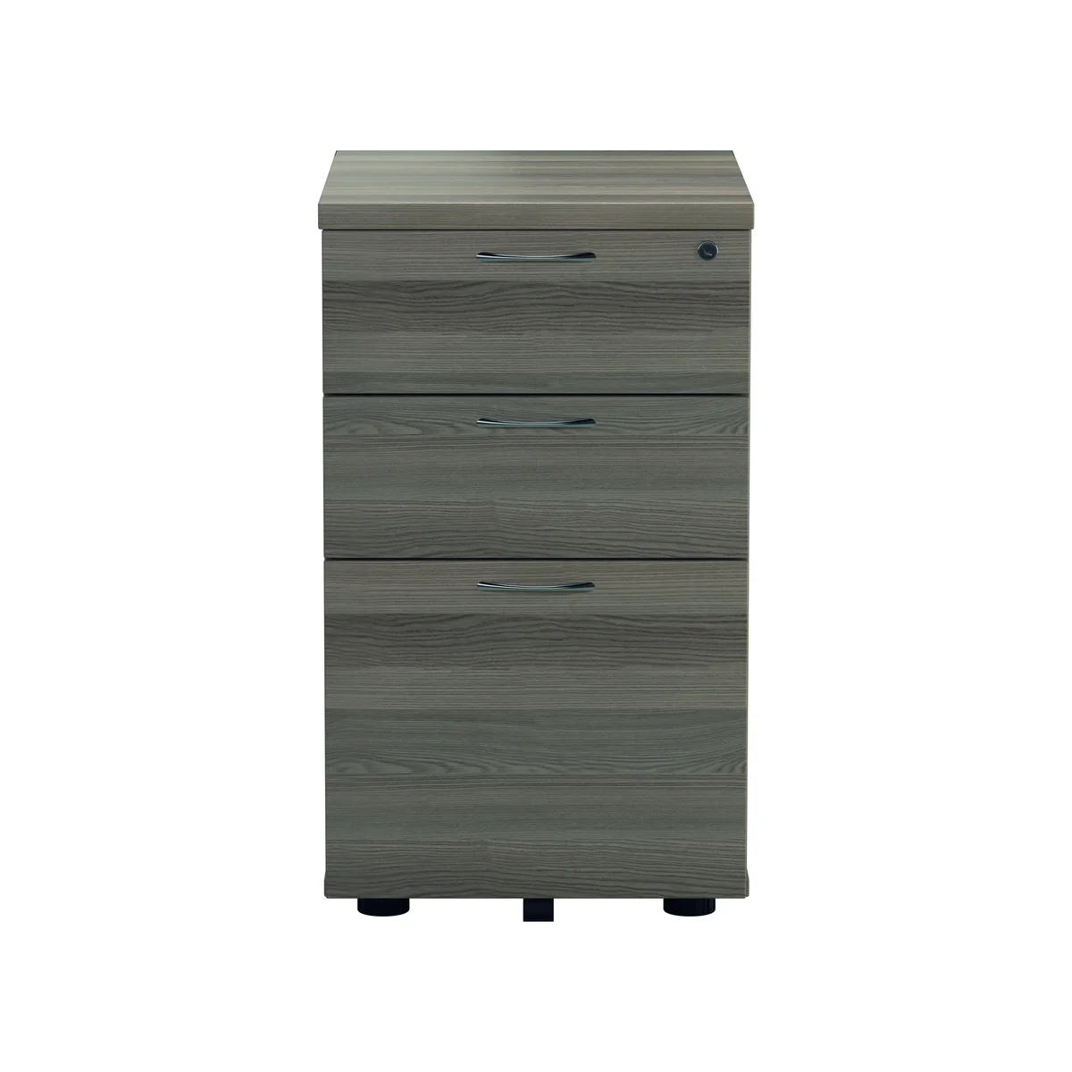 Jemini 3 Drawer Under Desk Pedestal 404x500x690mm Grey Oak KF81081 - Image 4