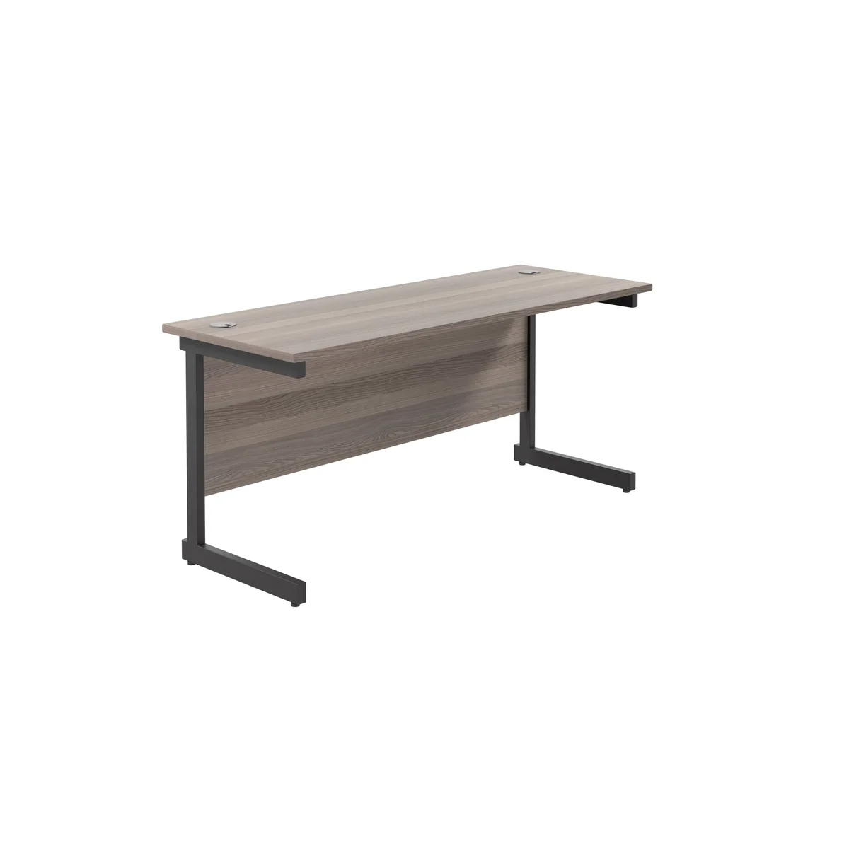 Jemini Rectangular Single Upright Cantilever Desk 1600x600x730mm Grey Oak/Black KF810827 - Image 1