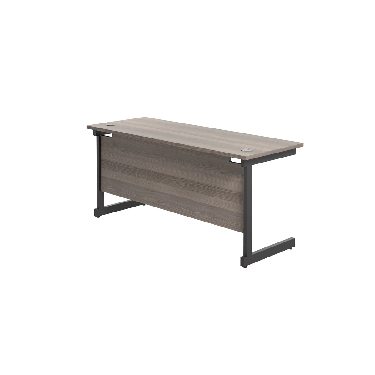 Jemini Rectangular Single Upright Cantilever Desk 1600x600x730mm Grey Oak/Black KF810827 - Image 3