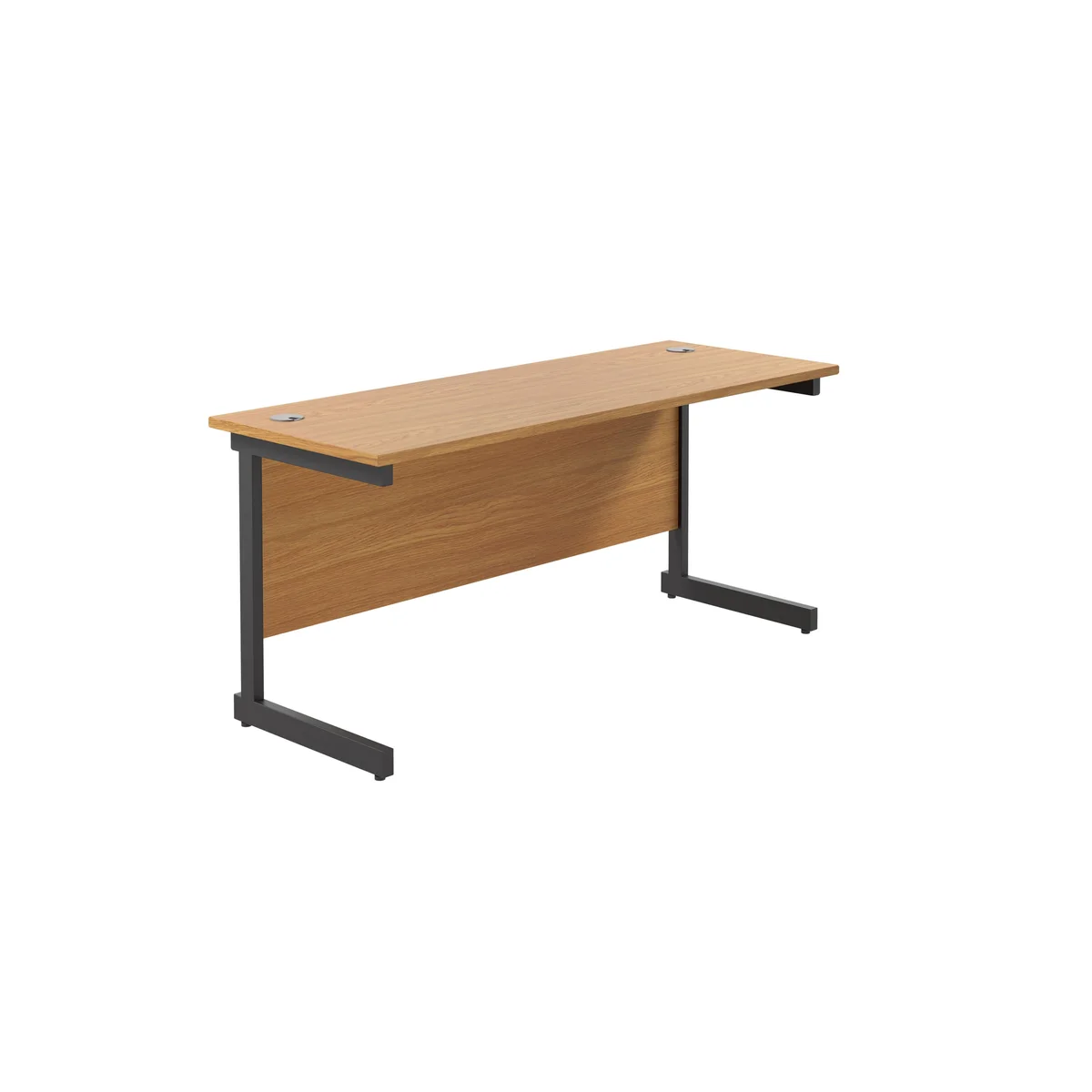 Jemini Rectangular Single Upright Cantilever Desk 1600x600x730mm Nova Oak/Black KF810841 - Image 1