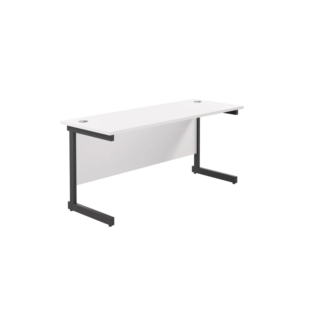 Jemini Rectangular Single Upright Cantilever Desk 1600x600x730mm White/Black KF810858 - Image 1