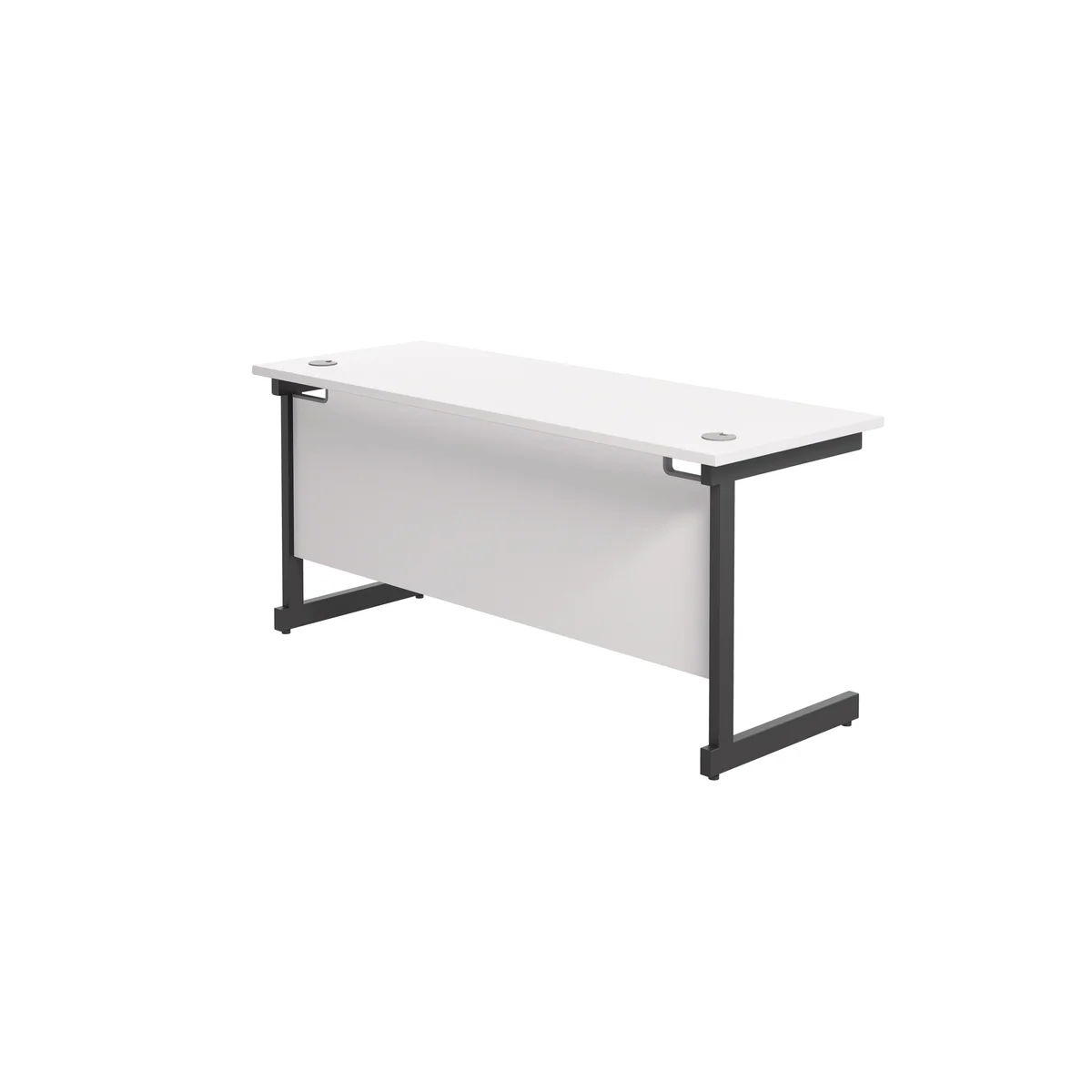 Jemini Rectangular Single Upright Cantilever Desk 1600x600x730mm White/Black KF810858 - Image 3