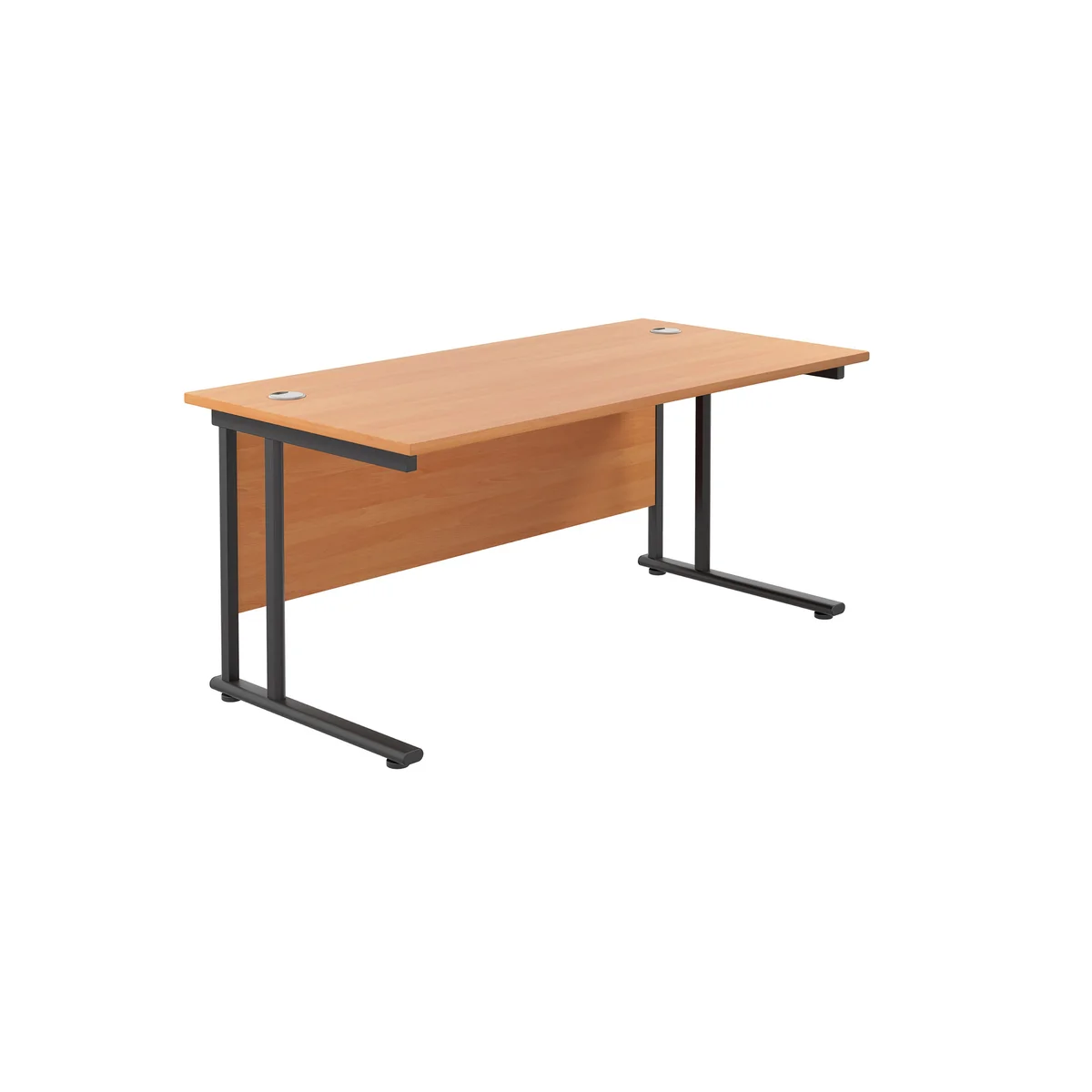 Jemini Rectangular Single Upright Cantilever Desk 1600x800x730mm Beech/Black KF810865 - Image 1