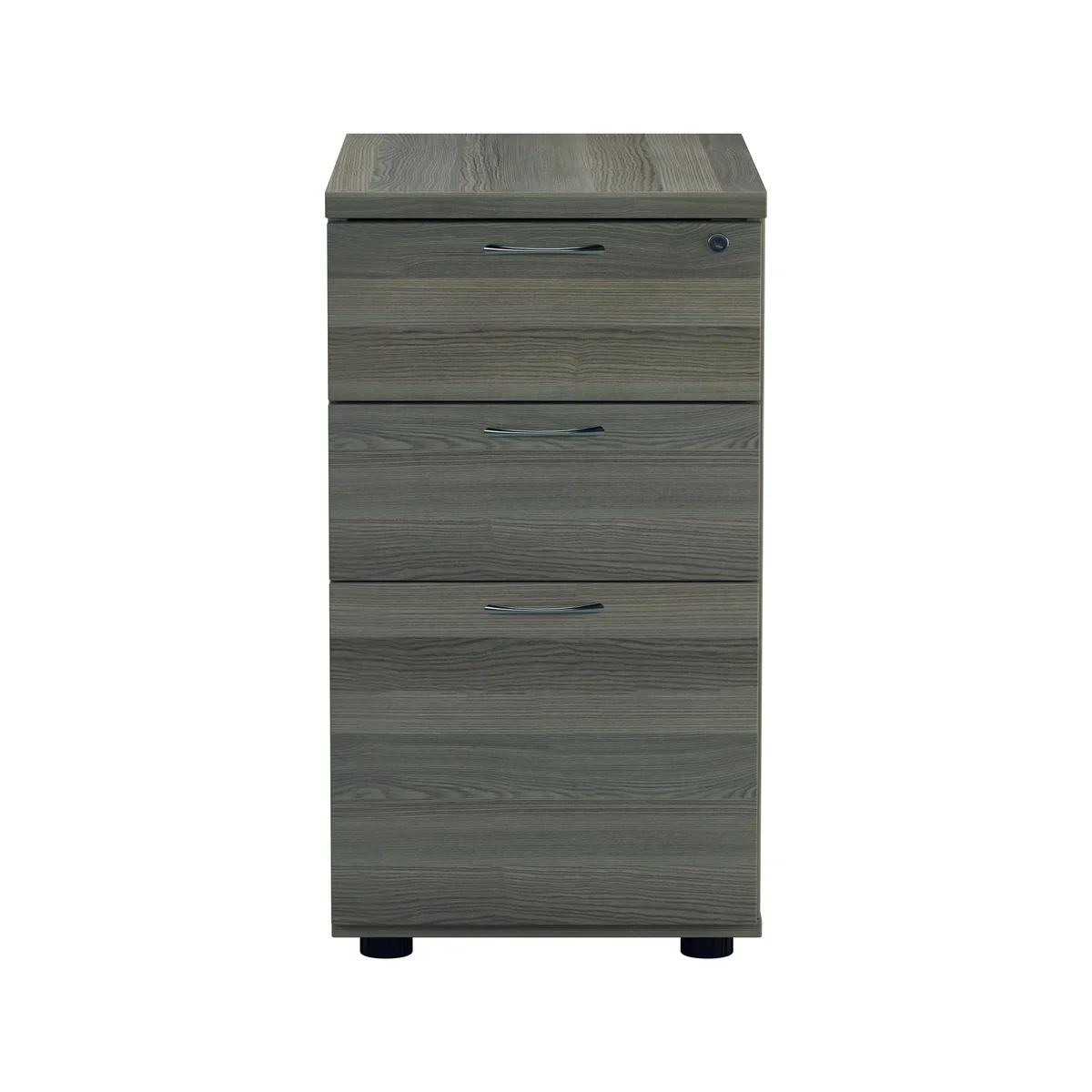 Jemini Essentials 3 Drawer Desk High Pedestal 404x600x730mm Grey Oak KF81088 - Image 4
