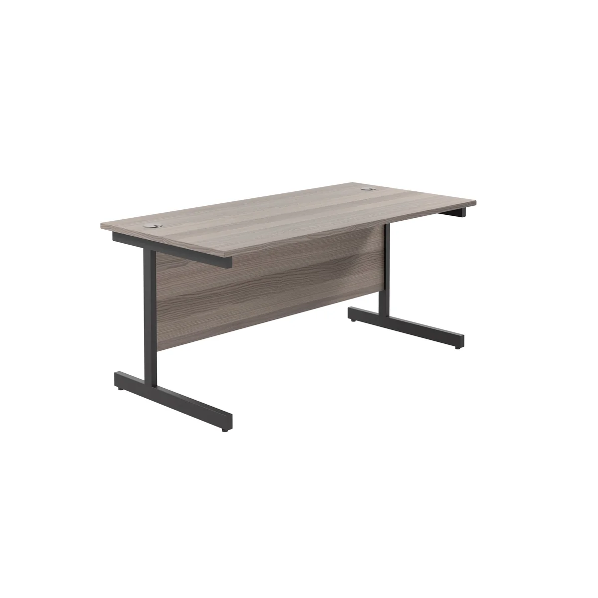 Jemini Rectangular Single Upright Cantilever Desk 1600x800x730mm Grey Oak/Black KF810896 - Image 1